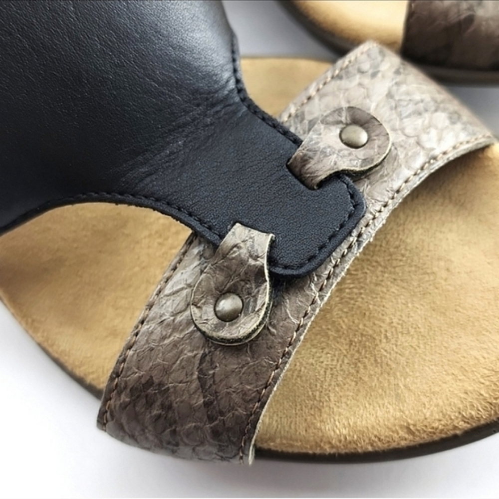 Reiker Women's Slingback Heeled Sandals Black Snake Print Lightweight Comfort 37 - Picture 7 of 16